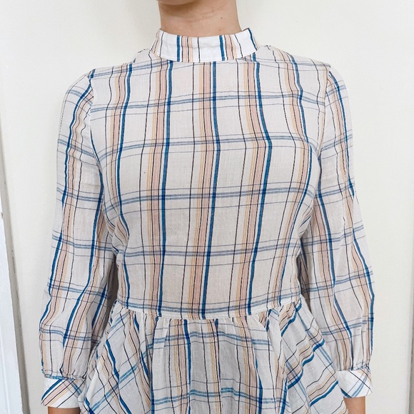 Maeve Tops - MAEVE, Peplum, Plaid, Blouse.